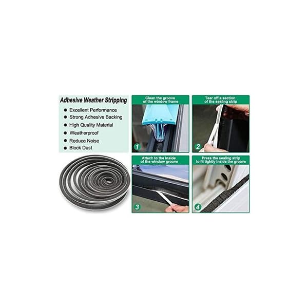 6m Self-Adhesive Door and Window Seal, Windproof and Dustproof, Sound Insulating, 9 x 23 KLB
