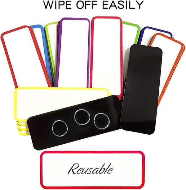 54-pack Whiteboardmagneter, 9 färger - 29 x 79 mm - Utskrivbar magnet