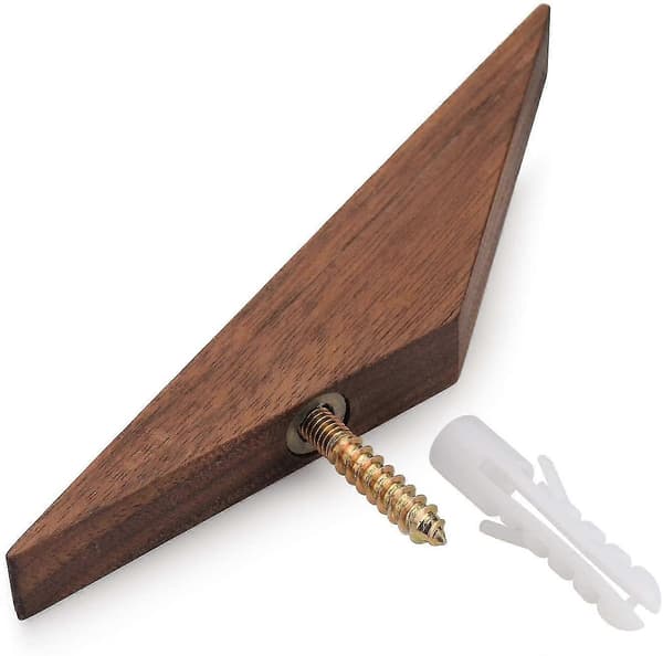 set of 4, natural black walnut wood wall hooks, wall mounted single wall hook