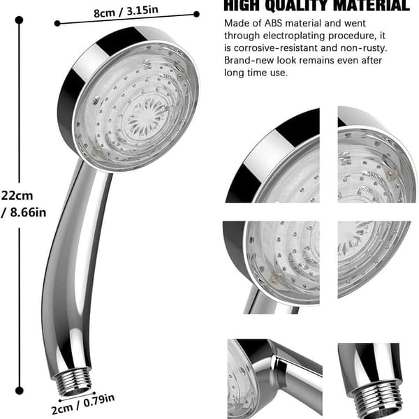 LED-brusehoved, 7 farver, automatisk skift, højtryksbrusehoved, universelt badeværelse