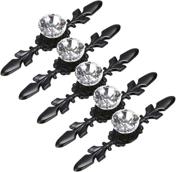 5 stk 4,7\" Skuffe Kommode Knopper Trækhåndtag - Krystalglas Diamant