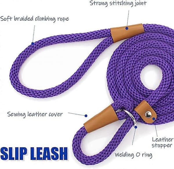 Dog Leash Leash Strong Heavy Duty Braided Dog Training Leash No-Pull Training Leash Leash for Medium Large Dogs-Purple