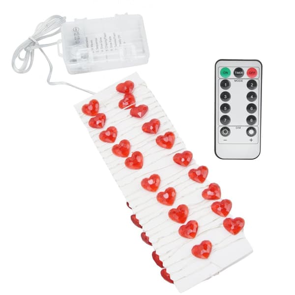Hjerteformede 30 LED-lyslenker, 3 m lang kobbertrådslys for KLB