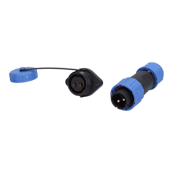 Waterproof Connector 2 Pin IP68 Aviation Power Socket 250V 20A Flanged for Cable Wire LP16