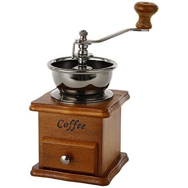 Vintage Ceramic Conical Burr Manual Coffee Grinder, Portable Hand Crank