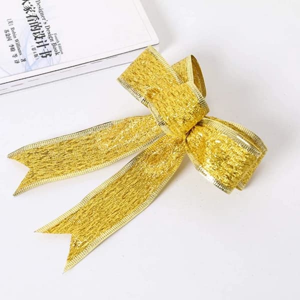 12 st Julband Rosett Glitter Julrosett Guld