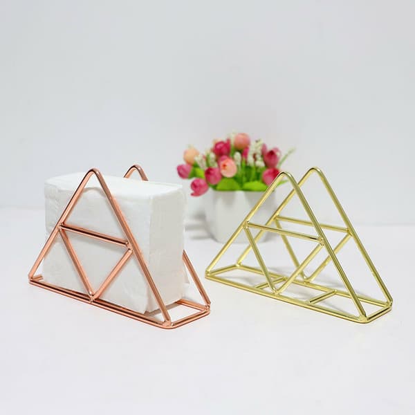 Trekantet papirserviettholder, serviettholder i rustfritt stål, serviettholder til bord