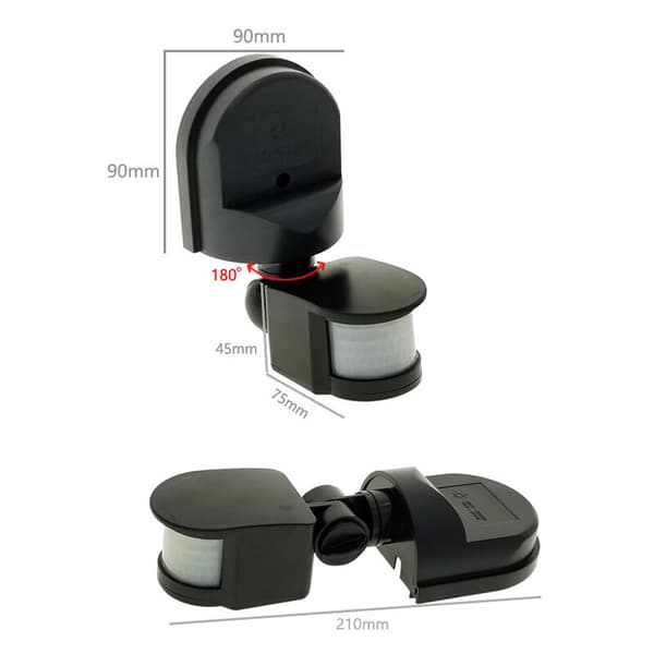 Sensor Switch, 160° Waterproof Adjustable PIR Infrared Motion Detector Lamp Switch, Black
