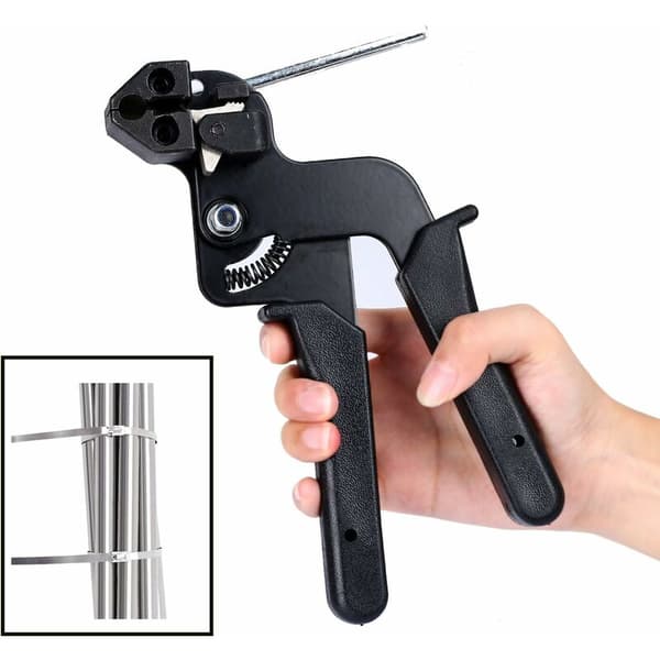 Kabelpistol i rustfrit stål, kabelpistol i rustfrit stål med skærefunktion, trådbindepistol, strammeværktøj