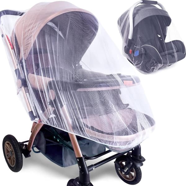 Mosquito Net for Stroller (2 pcs white) - Durable Mosquito Net for Strollers - Perfect Insect Net for Strollers, Cribs, Cradles - Playground Equipment
