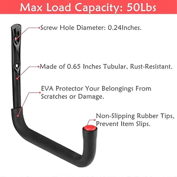 2x Kayak Rack Heavy Duty Wall Mounted Kayak Storage Hooks Hanger