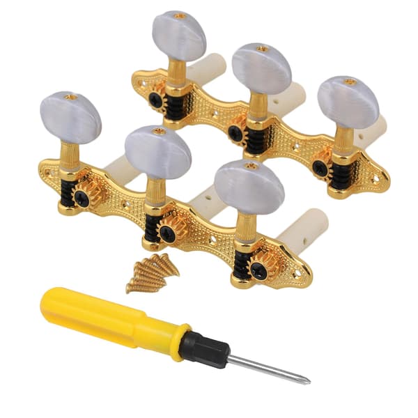 2 stk klassiske gitarstemmeskruer 1V 1H hvit og gyllen