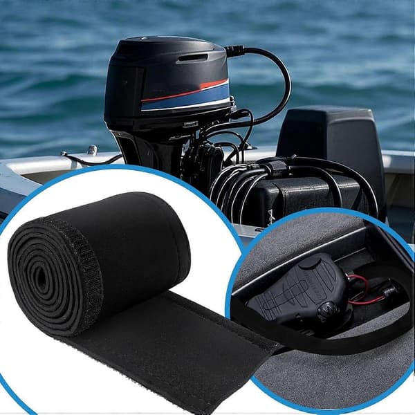 Trollingmotor Cable Protector 60 Inch Neoprene Wire Cover Cuttable Waterproof Cable Management Wrap for Boats