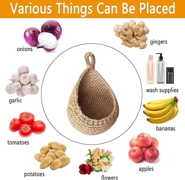 Storage basket, woven fruit basket, plant hanger, 1 piece