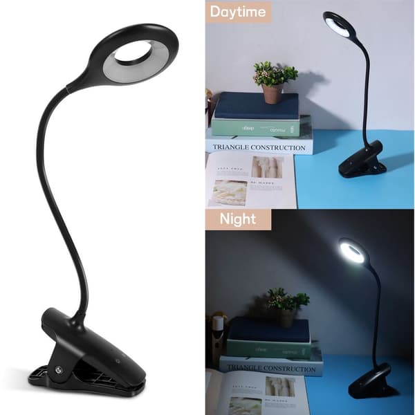 Bedside Clamp Reading Lamp, 36 LED Clip Light, USB Rechargeable Book Light with 5 Color Temperatures, Touch Control