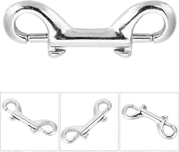 1 x 100mm Double Ended Diving Hook, Double Ended Clip Stainless Steel Hook Buckle Screw Hook Durable Spring Loaded Diving Buckle, Silver