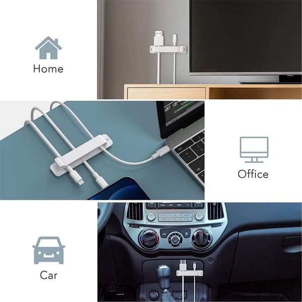 Cable Holder Cable Clips, 5-pack Cable Organizer Set with White KLB