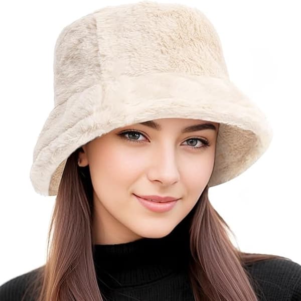 Damehat - Spand Vinter Fisker Kvinder Til Varme Hatte Fluffy Mode Unisex Beige_yu