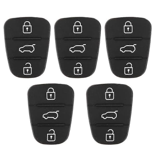 5 stk Erstatningsnøglehus Gummi 3-knaps Pad Passer til Hyundai Passer til Kia (uden bogstav)
