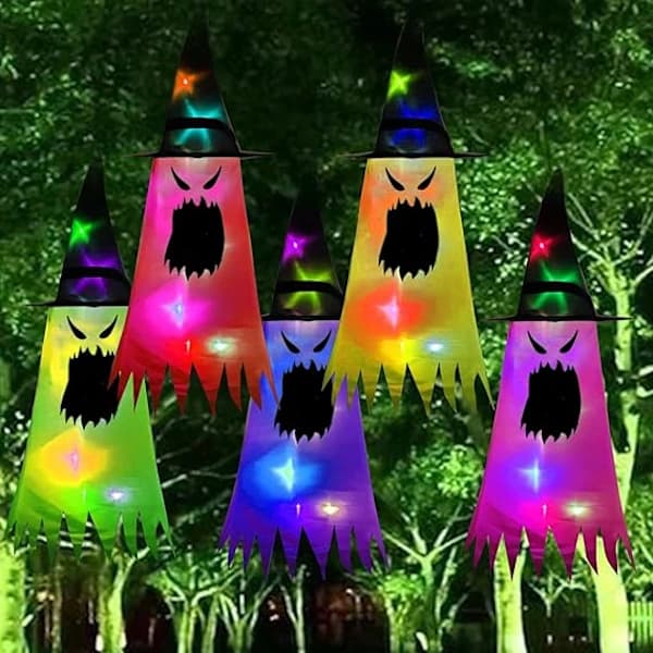 5 Pcs Witch Hats Hanging Evil Spirits Halloween Decoration