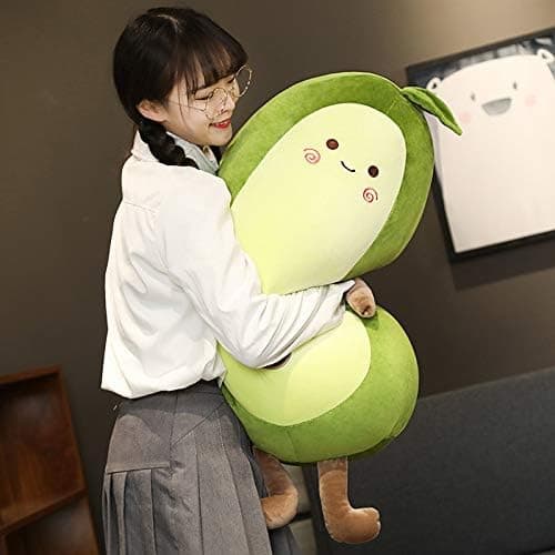 Stuffed Animal-Avocado Doll Plush Toy Creative Fruit Strip Pillow Down Cotton Stuffed Birthday Gift (35cm)
