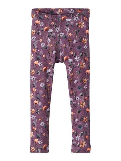Name it Leggings, Lilablommig, Storlek 86 multifärg