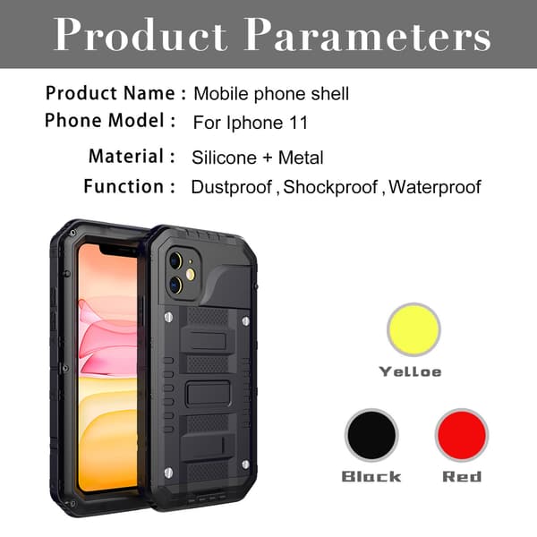 Compatible iPhone 11 Case Shockproof, IP68 Waterproof (black)