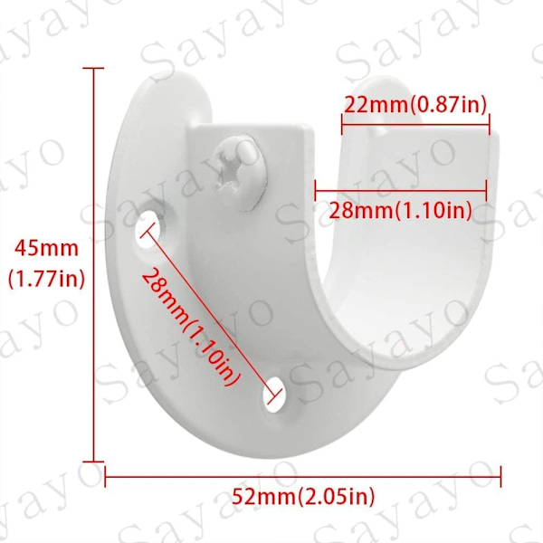 Gardinstangfeste U-formede uttak Garderobe Rod End Hanger Rod