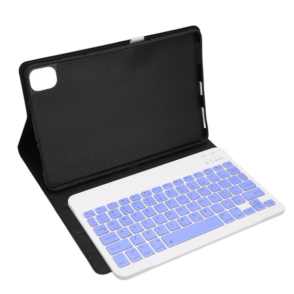 Mini Wireless Keyboard 11 inch Waterproof Ultra-Thin Silent Keyboard with Leather Case for Pad5 Pro5 Black