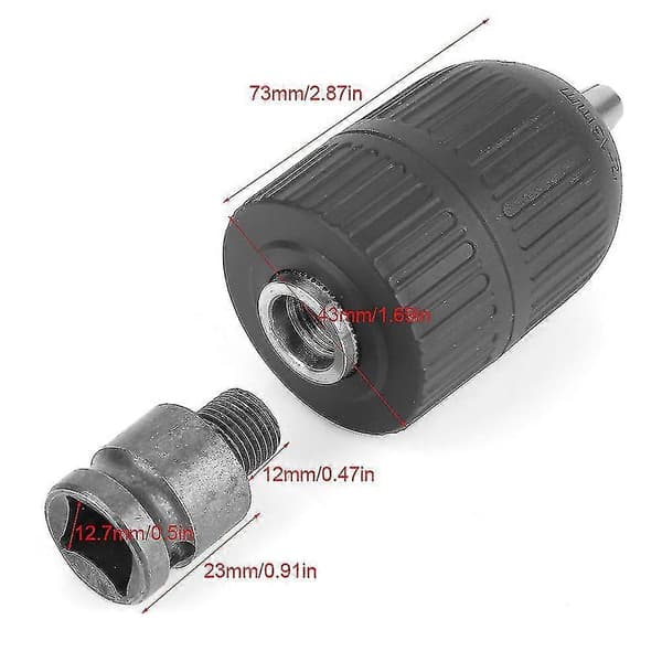 2-13 mm Nøglefri Borepatron 1/2 \"-20UNF Med 1/2 \" Patronadapter Til Slagskruetrækker