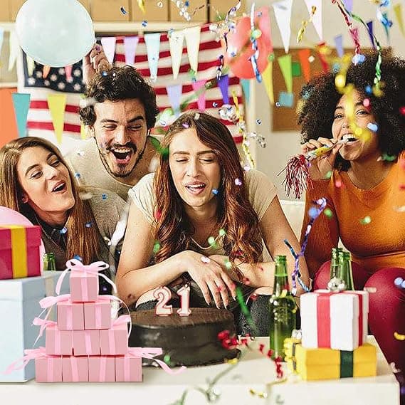 50-pak Favoræsker 2x2x2 tommer Slikæsker Lyserøde Gaveæsker (Lyserød,