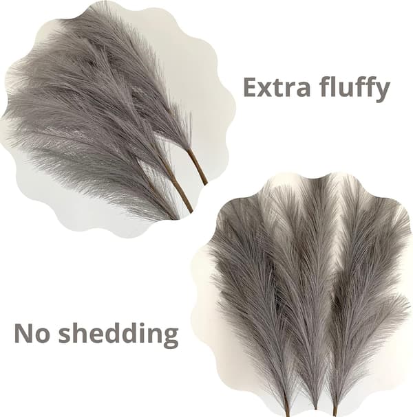 Stort Pampasgræs Grå Kunstigt 5 Stængler Ekstra Fluffy Kunstig 70cm Blomst