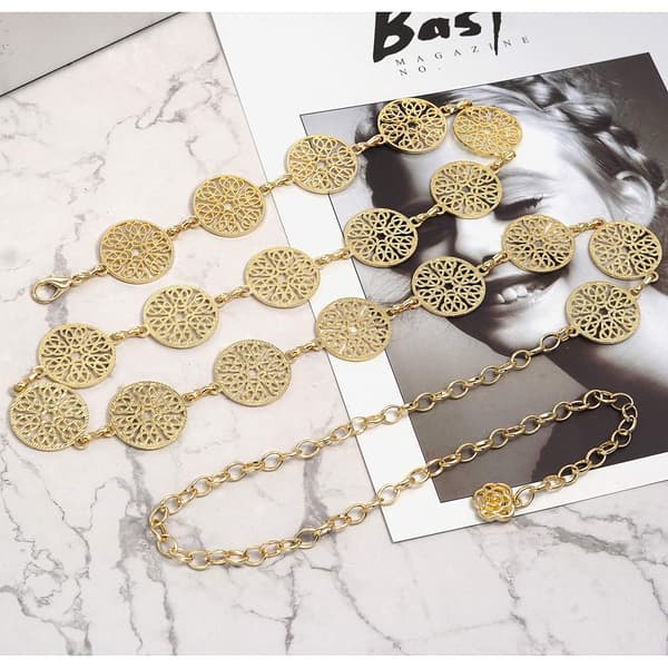 Modekædebælter til kvinder Legering Taljekæde hule cirkler Kropskæde til kvinder og damer