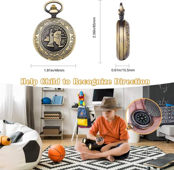 Retro taskukello & kompassi Pohjoiskompassi Metalli Käännettävä lahjakompassi