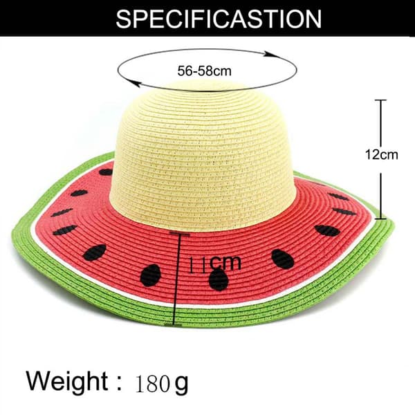 Halmhat XXL stråhat \"melon\" frugt dame sommerhat