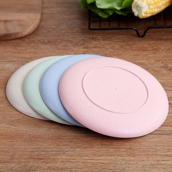 4-pack Wheat Straw Plates, Dishwasher Safe and Eco-Friendly