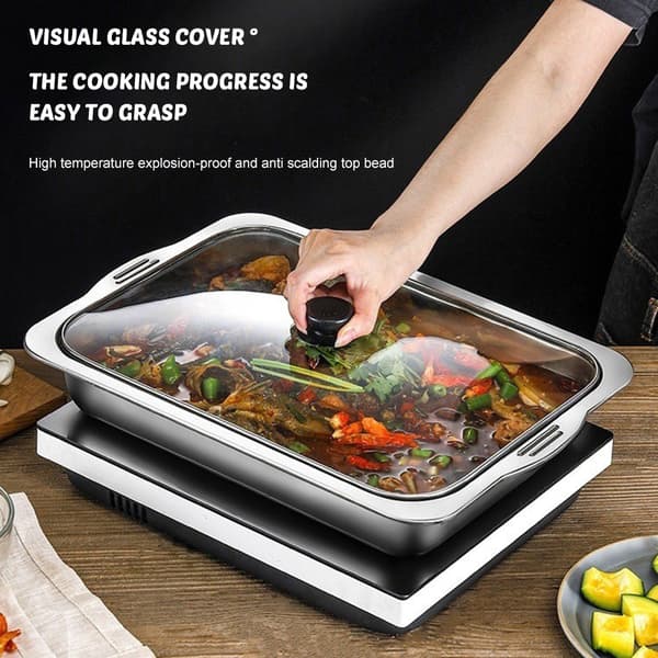Stainless Steel Food Tray with Handle Rustproof Durable Food Storage Tray for Home Kitchen