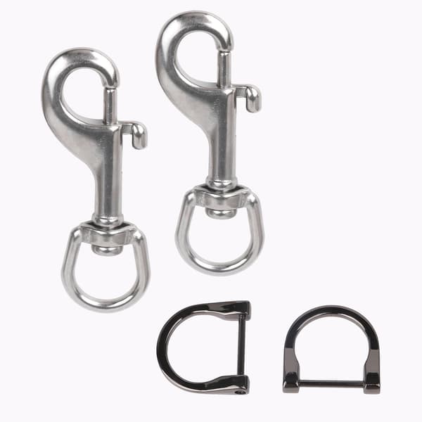 2x Single Swivel Snap Hook & 2pcs D-Buckle Kit for DIY Fastener Hardware