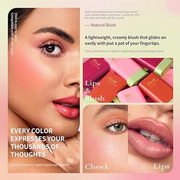 Creme Blush Stick til kinder, læber og øjne Vandtæt Multi-Anvendelig Makeup Stick Pink M
