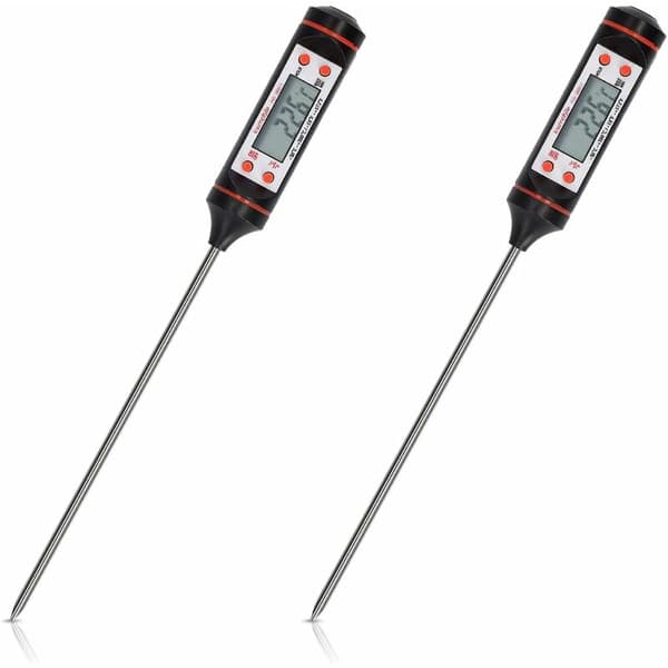 2X Kødtermometer - Køkkentermometer til præcis tilberedning af flydende bagværk - Termosondetemperatur på LCD-skærm