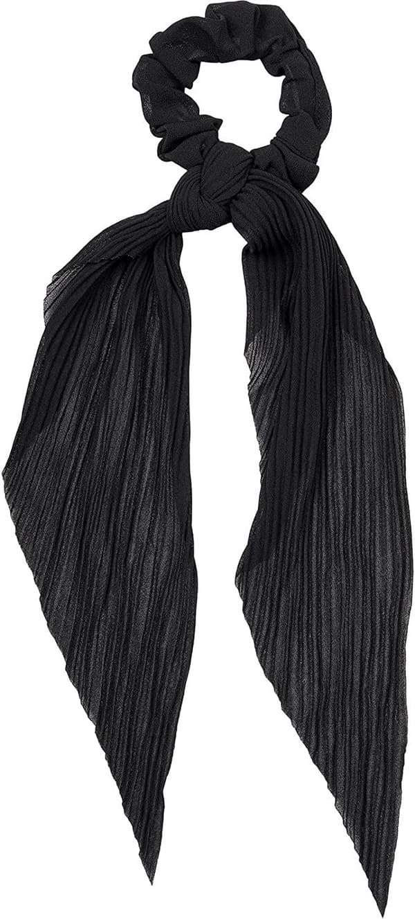 Kvinders retro-stil sløjfe plisseret slips, elastisk, scrunchie, fletning elastisk, hårbånd, farve: Sort