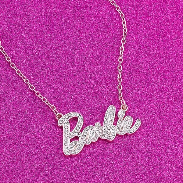 Barbie Crystal Script Logo -kaulakoru xixl ruusukulta Silver