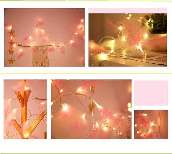 2,2 m 20 LED Kunstige Fjerlyskæder Jul