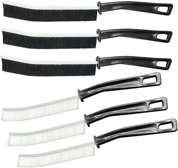 6-pack Grout Cleaning Brushes, Multi-functional Grout Brush for Tile Grout, Window Frames and Tight Spaces, Black and White