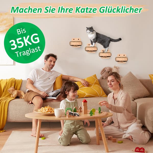 Cat Climbing Wall, with Craft Insert, 2 cm Solid Rubber Wood, for Cat Play and Climbing, Maximum Load 35 kg