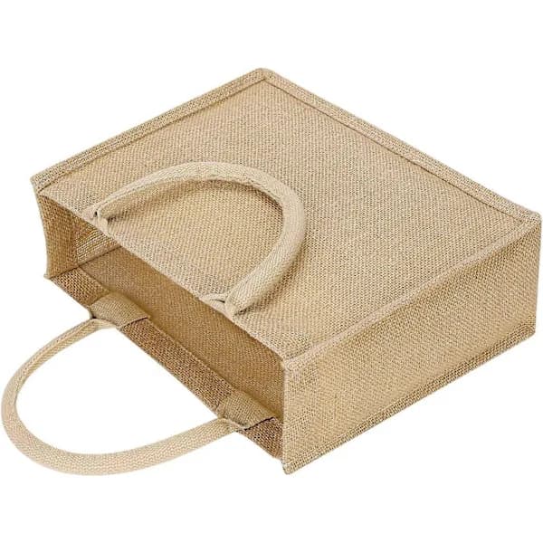 Jute Sammenleggbare Vesker Store Gjenbrukbare Handleposer med Håndtak Matposer Gavepose Matposer til Jul Bursdag