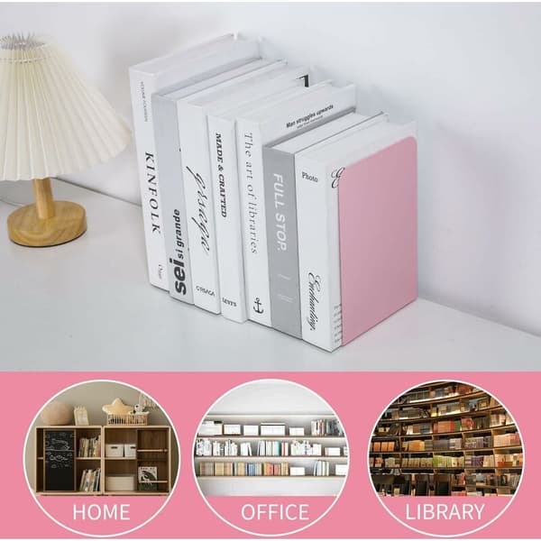 Metal Bookends, Decorative Bookends, for Shelves, Book Holders (Pink)