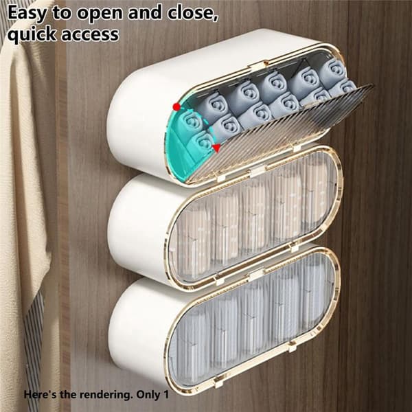 Underwear Storage Box, Socks, Panties, Bras, Wall-Mounted, Multi-Grid, Movable Partition, Dustproof, Capacity, Green