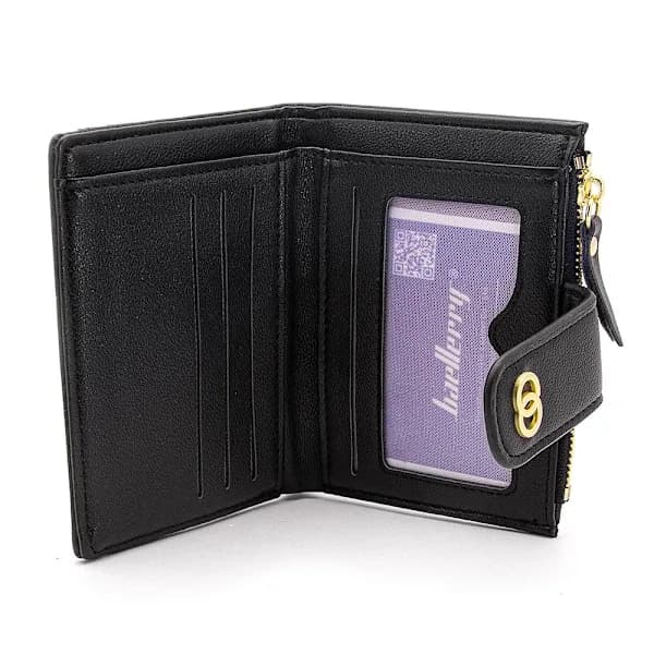 Smooth women's wallet with coin compartment etc. - Choose color black