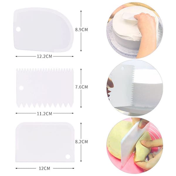 Angled Icing Spatulas, Serrated Cake Scraper, Cake Party Decoration Set, Butter Cake Edge, Kitchen Baking Tools